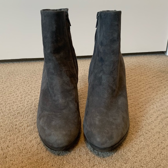 Zara Grey Heeled Ankle Booties - Picture 5 of 8